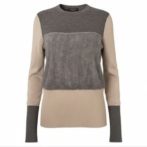 Rag And Bone Women's Gray and Cream Multi-textured Sweater